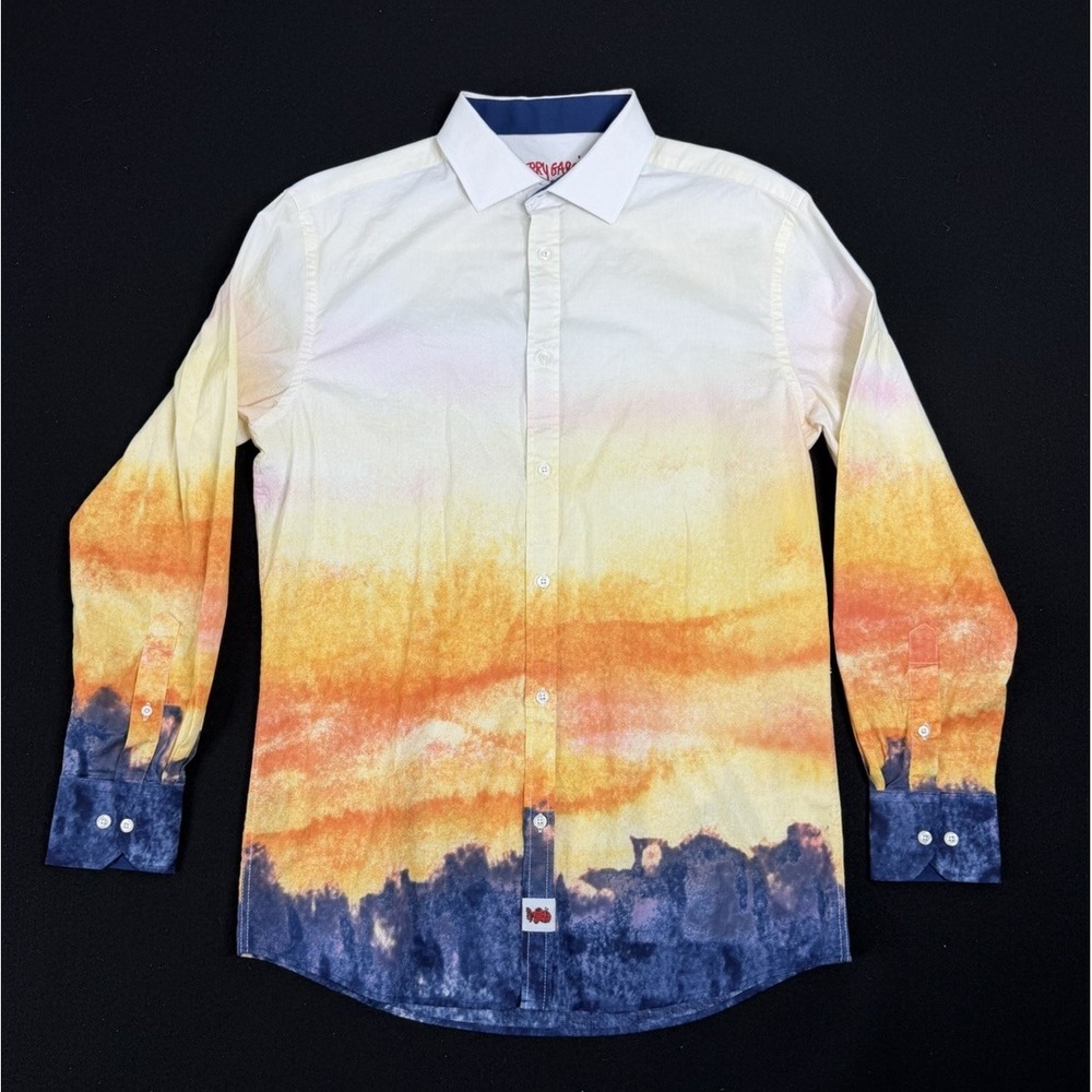Jerry Garcia Excelsior Button Down Shirt Mens M Orange Blue Unique Colorful